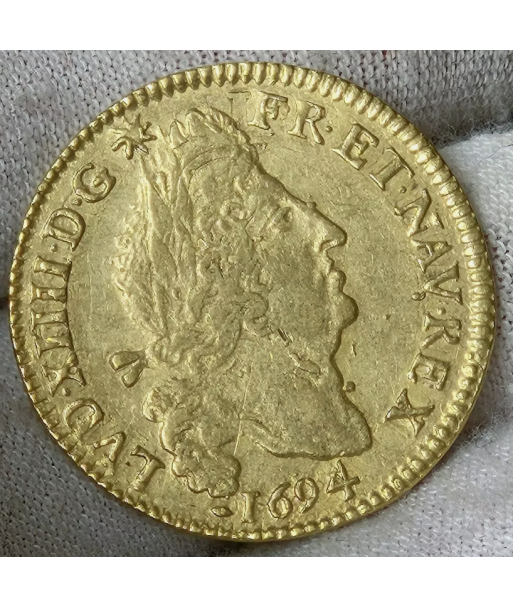 Louis d'or aux 4L, 1694 B, Rouen